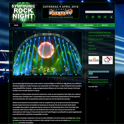 Website voor Symphonic Rock Night