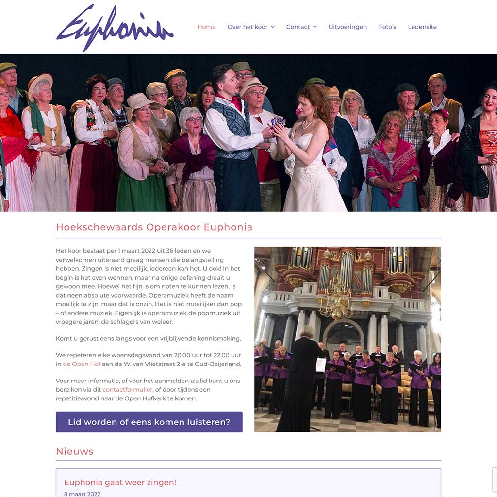 Nieuwe website voor Operakoor Euphonia.